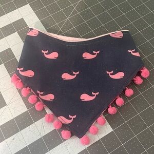 Medium Navy blue and pink whale  snap dog Bandana